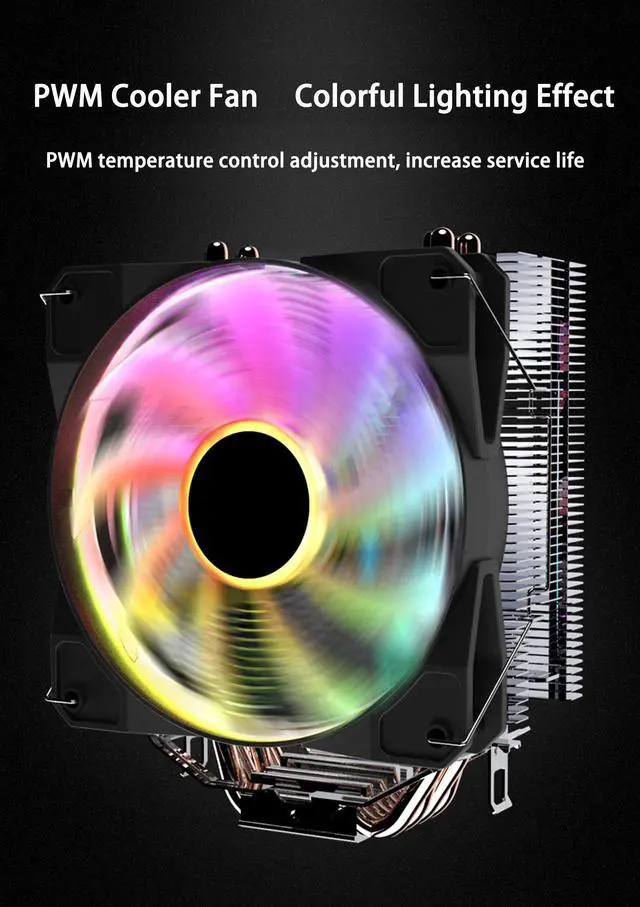 Alt view image 4 of 7 - CPU Cooler RGB Fans Heatsinks Air Cooler,120mm PWM CPU Processor Cooling Fan & 4 Copper CPU Heatsink Pipes Support Intel i3/i5/i7/i9,LGA775/115X/1366/1200,AMD AM4/FM2/FM1/AM3 CPU Radiator PWM Temperat