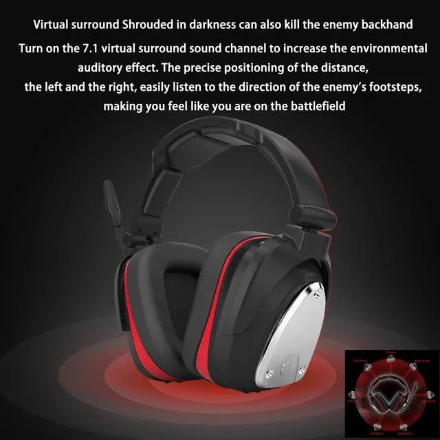 Alt view image 3 of 7 - Wireless Gaming Headphone for Xbox One PS5 PS4 Nintendo Switch PC Laptop,Wireless Headset Earphone Over Ear 2.4GHz Converter USB Connection Gaming Earbuds with 7.1 Surround Sound & Detachable Micropho