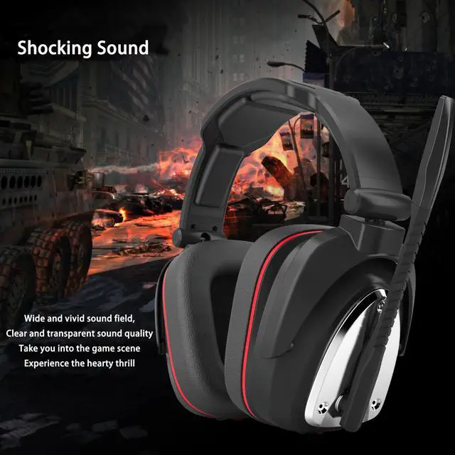 Alt view image 2 of 7 - Wireless Gaming Headphone for Xbox One PS5 PS4 Nintendo Switch PC Laptop,Wireless Headset Earphone Over Ear 2.4GHz Converter USB Connection Gaming Earbuds with 7.1 Surround Sound & Detachable Micropho