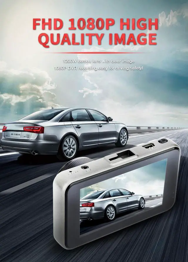 Alt view image 4 of 7 - Dash Cam Car DVR Car Dashboard Camera 1080P FHD DVR Dash Cam Recorder 3" LCD Screen Double Camera 170° Wide Angle Super Night Vision, G-Sensor,Parking Monitor, Loop Recording, Motion Detection