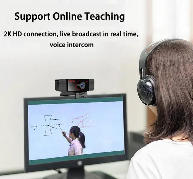 Alt view image 5 of 7 - Web Camera Full HD 2K 1080P/30FPS Webcam Live Streaming Camera with Noise Reduction Microphone,Autofocus & Privacy Cover,Expandable Tripod,110-degree FOV,4MP Camera for Zoom/Skype/Teams, Conferencing