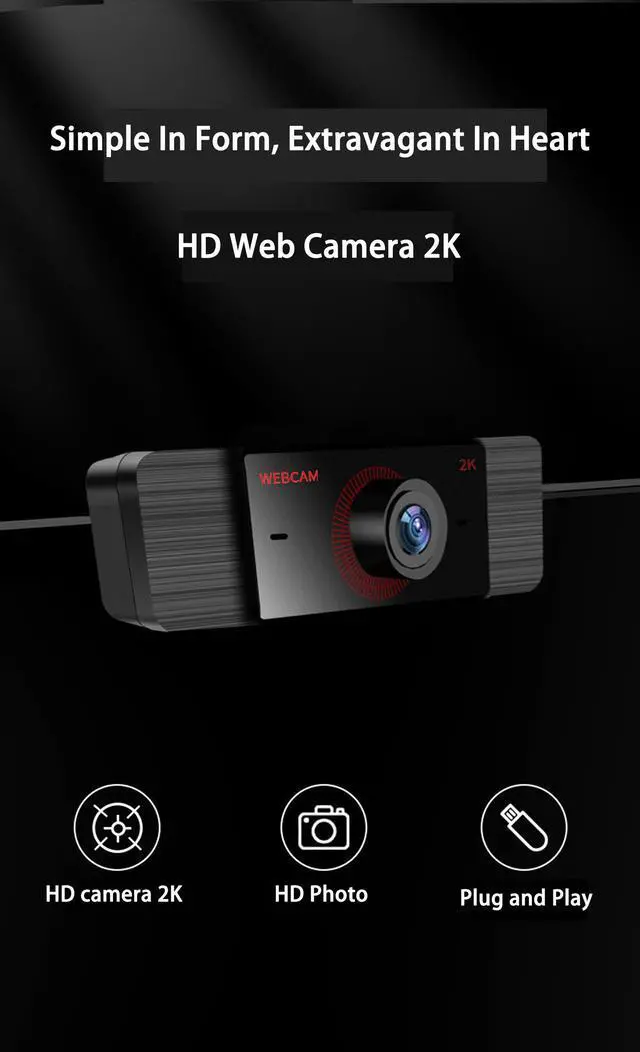 Alt view image 2 of 7 - Web Camera Full HD 2K 1080P/30FPS Webcam Live Streaming Camera with Noise Reduction Microphone,Autofocus & Privacy Cover,Expandable Tripod,110-degree FOV,4MP Camera for Zoom/Skype/Teams, Conferencing