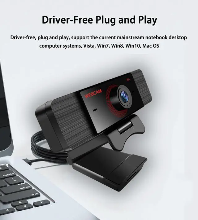 Alt view image 6 of 7 - Web Camera Full HD 2K 1080P/30FPS Webcam Live Streaming Camera with Noise Reduction Microphone,Autofocus & Privacy Cover,Expandable Tripod,110-degree FOV,4MP Camera for Zoom/Skype/Teams, Conferencing