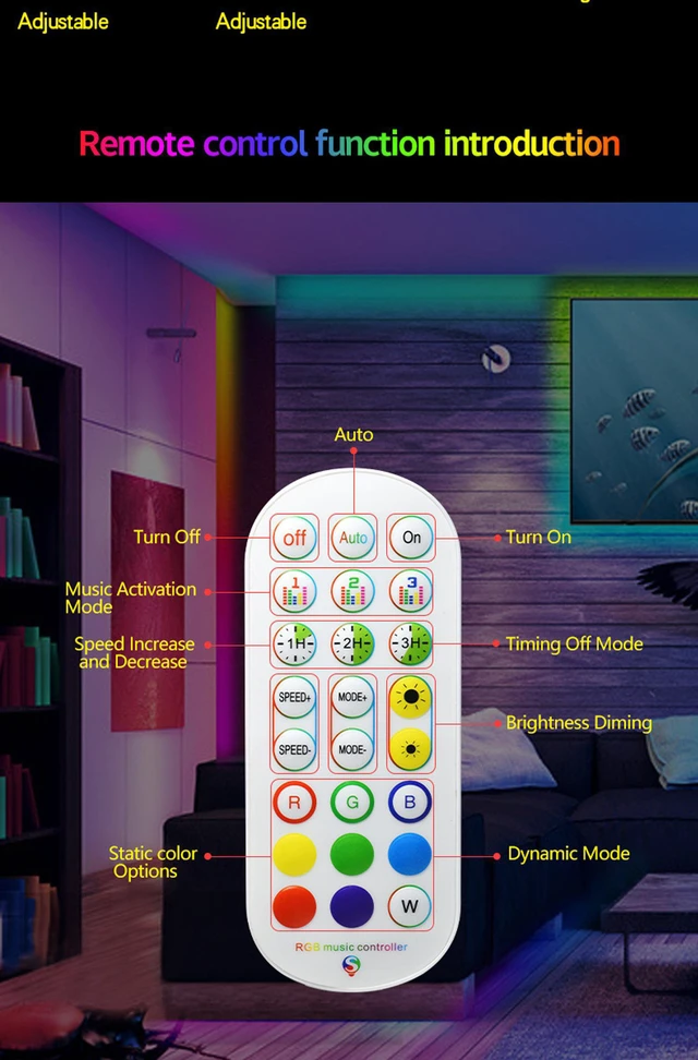 Alt view image 2 of 7 - Smart Led Strip Lights 24.6ft Marquee RGBIC Bluetooth Led Strip Lights 5050 APP Control Music Sync Time Setting Color Changing Led Light Strips with 24 Keys Remote Controller for Bedroom,Room,Home Dec
