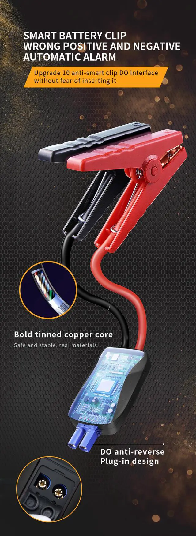 Alt view image 6 of 7 - Car Jump Starter with LCD Display,12V AUTO Battery Booster, 600A Peak 20000mAh,for Car Truck SUV( up to 6.0L Gas, 3.0L Diesel Engine),Car Emergency Starting Power,Portable Power Bank Charge with USB