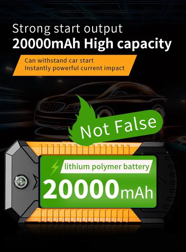 Alt view image 4 of 7 - Car Jump Starter with LCD Display,12V AUTO Battery Booster, 600A Peak 20000mAh,for Car Truck SUV( up to 6.0L Gas, 3.0L Diesel Engine),Car Emergency Starting Power,Portable Power Bank Charge with USB