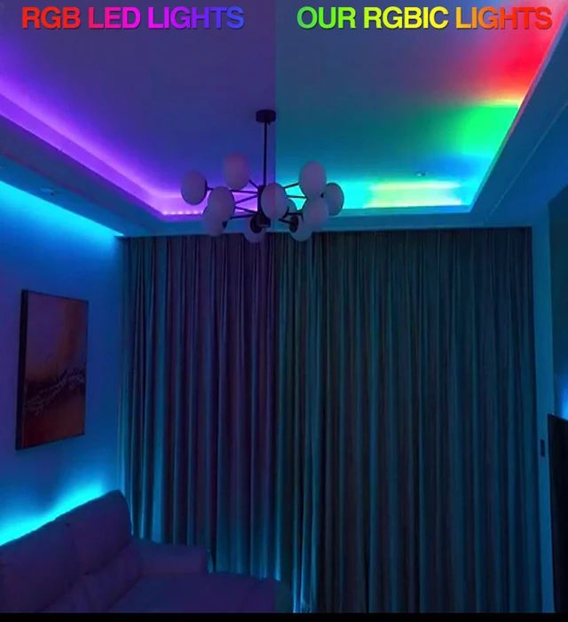 Alt view image 4 of 7 - Smart Led Strip Lights 24.6ft Marquee RGBIC Bluetooth Led Strip Lights 5050 APP Control Music Sync Time Setting Color Changing Led Light Strips with 24 Keys Remote Controller for Bedroom,Room,Home Dec