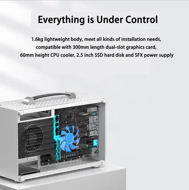 Alt view image 4 of 7 - Computer Case With USB 3.0 Mini Tower ITX ATX Case PC Gaming PC Case SFX Power Supply Computer Shell Cases Desktop Case,Three-Dimensional Cooling Air Duct,Leather Carrying Handle(PC Case ONLY)