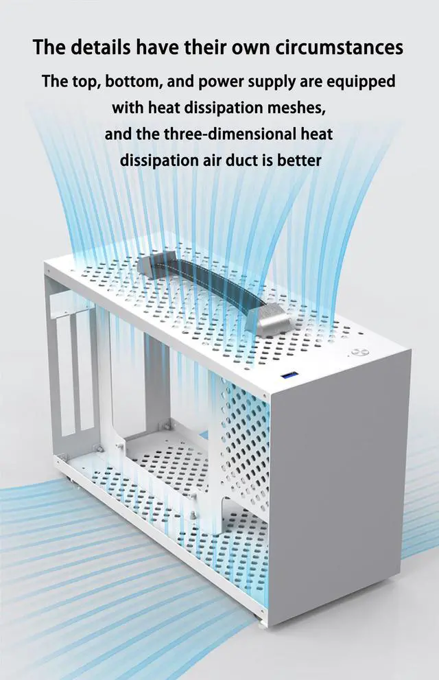 Alt view image 5 of 7 - Computer Case With USB 3.0 Mini Tower ITX ATX Case PC Gaming PC Case SFX Power Supply Computer Shell Cases Desktop Case,Three-Dimensional Cooling Air Duct,Leather Carrying Handle(PC Case ONLY)