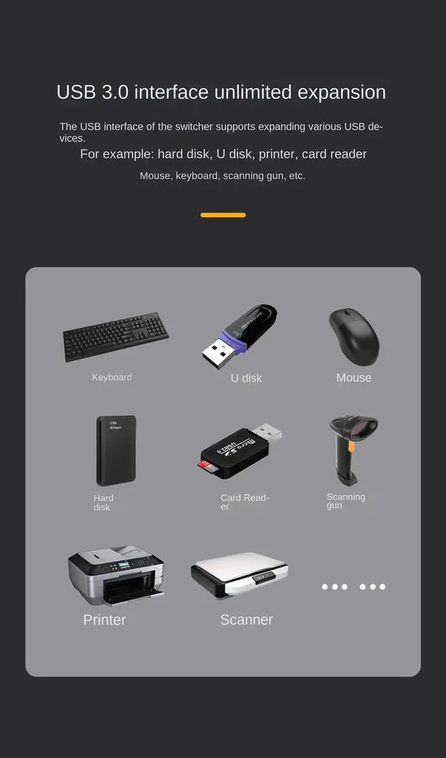 Alt view image 6 of 7 - KVM Switch HDMI 2 Port,8K USB Switch 2x1 HDMI2.1 Ports + 4X USB3.0 KVM Ports, Share 2 Computers one Monitor Switch,Supports 8K 60Hz,4K 120Hz,YUV 4:4:4, HDCP 2.3, HDR 10, Hotkey, Darkish,Computer,Lapto