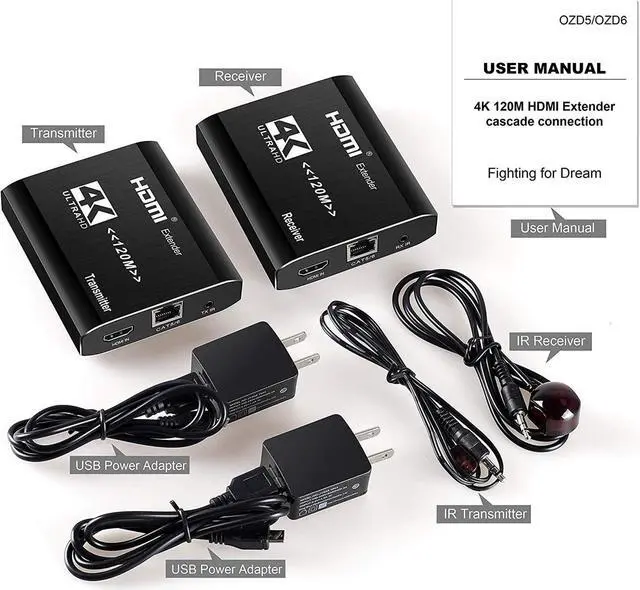 Alt view image 7 of 7 - HDMI Extender 394ft/120m Over LAN Single Cat 5e/Cat 6A/Cat 7,HDMI to RJ45 Network Adapter,RJ45 to HDMI Uncompressed 4K@30Hz,1080P@60HZ,HDMI Ethernet Supports 3D EDID HDCP,Network LAN,Network Extension