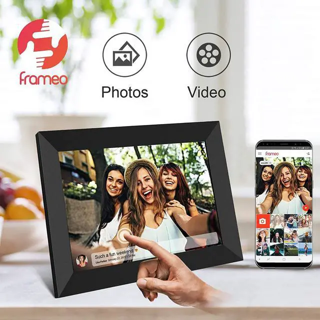 Alt view image 3 of 7 - WiFi Digital Photo Frame FRAMEO 10.1 Inch Smart 1280x800 IPS LCD Touch Screen, Auto-Rotate Portrait and Landscape, Built in 16GB Memory, Share Moments Instantly via Frameo App from Anywhere