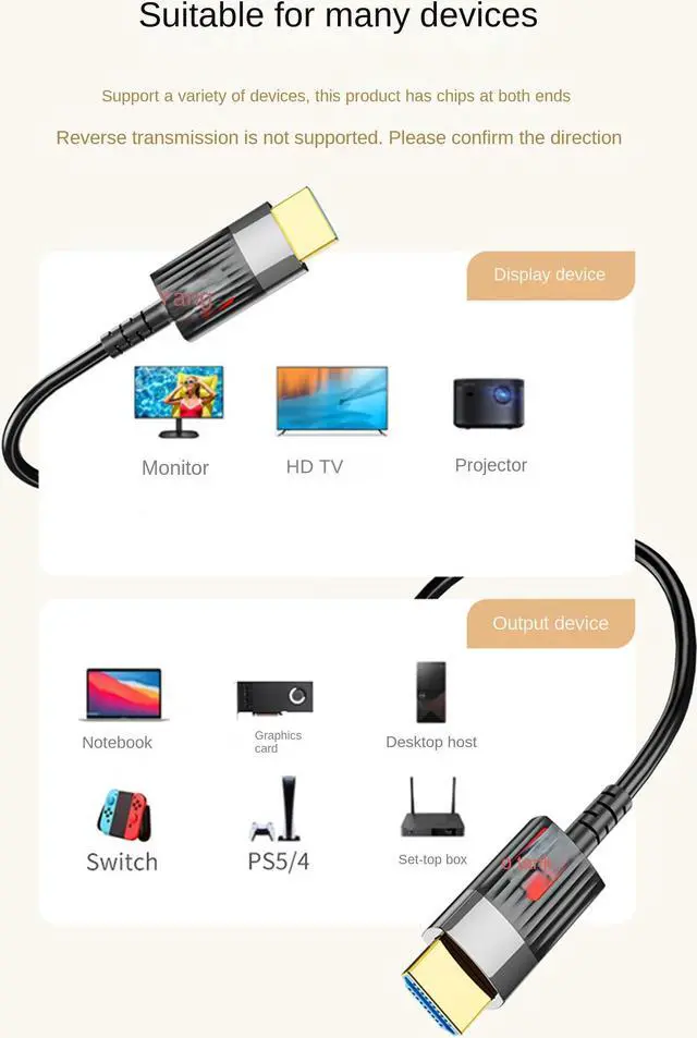 Alt view image 5 of 7 - 8K Fiber Optic HDMI 2.1 Cable,Supports Ultra High Speed 48Gbps 8K@60Hz 4K@120Hz HDCP 2.2/2.3,CEC,ARC/eARC,DTS:X,Dolby Atmos,EDID,Dynamic HDR,Compatible with PS5/PS4,Xbox,HDTV 8K,Roku,Samsung,Projector