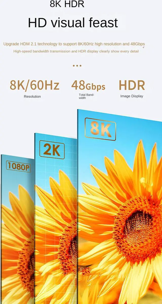 Alt view image 6 of 7 - 8K Fiber Optic HDMI 2.1 Cable,Supports Ultra High Speed 48Gbps 8K@60Hz 4K@120Hz HDCP 2.2/2.3,CEC,ARC/eARC,DTS:X,Dolby Atmos,EDID,Dynamic HDR,Compatible with PS5/PS4,Xbox,HDTV 8K,Roku,Samsung,Projector