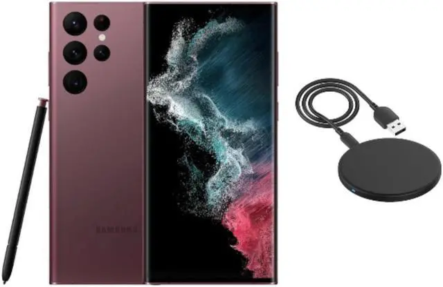 Main image of Samsung Galaxy S22 Ultra 5G S908U (T-Mobile Only) 128GB Burgundy w/ Wireless Charger