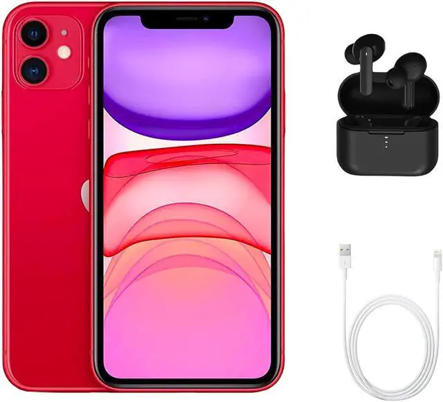 Main image of Apple iPhone 11 A2111 (Fully Unlocked) 64GB Red (Grade A+) w/ Wireless Earbuds