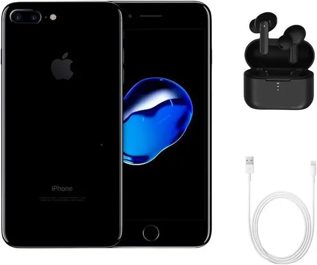 Main image of Apple iPhone 7 Plus A1661 (Fully Unlocked) 32GB Jet Black (Grade A+) w/ Wireless Earbuds