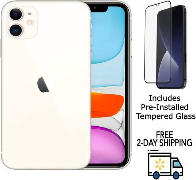 Main image of Apple iPhone 11 A2111 (Fully Unlocked) 64GB White (Grade A+) w/ Pre-Installed Tempered Glass