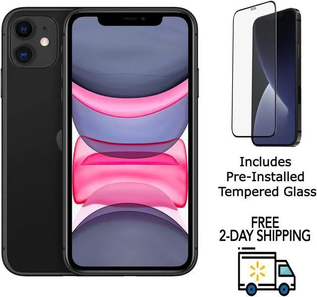 Main image of Apple iPhone 11 A2111 (Verizon Only) 128GB Black (Grade B) w/ Pre-Installed Tempered Glass