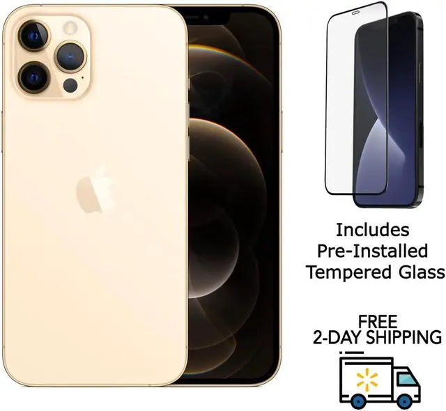 Main image of Apple iPhone 12 Pro A2341 (Fully Unlocked) 128GB Gold (Grade A+) w/ Pre-Installed Tempered Glass