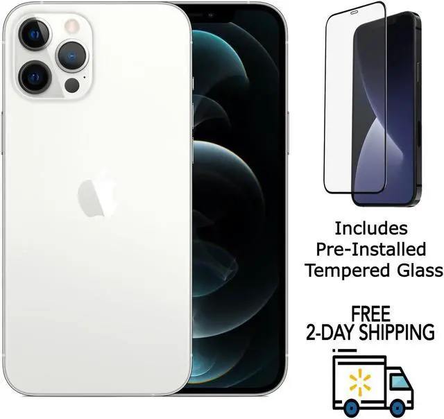 Main image of Apple iPhone 12 Pro A2341 (Fully Unlocked) 256GB Silver (Grade A) w/ Pre-Installed Tempered Glass