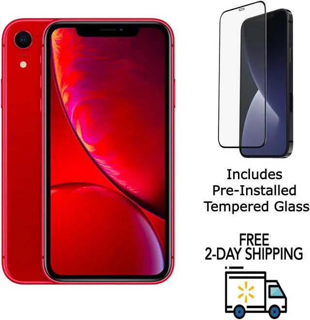 Main image of Apple iPhone XR A1984 (Fully Unlocked) 128GB Red (Grade B) w/ Pre-Installed Tempered Glass