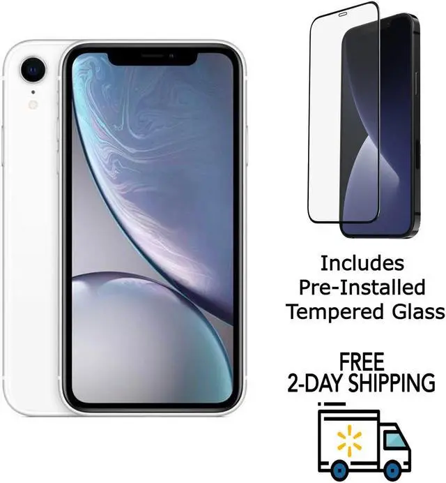 Main image of Apple iPhone XR A1984 (Fully Unlocked) 128GB White (Grade A) w/ Pre-Installed Tempered Glass
