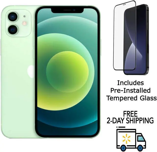 Main image of Apple iPhone 12 A2172 (Fully Unlocked) 128GB Green (Grade B) w/ Pre-Installed Tempered Glass