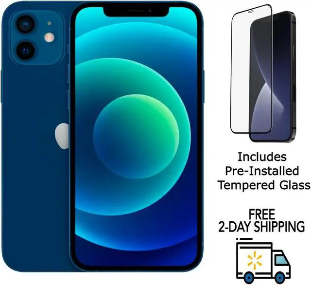 Main image of Apple iPhone 12 A2172 (Fully Unlocked) 64GB Blue (Grade B) w/ Pre-Installed Tempered Glass