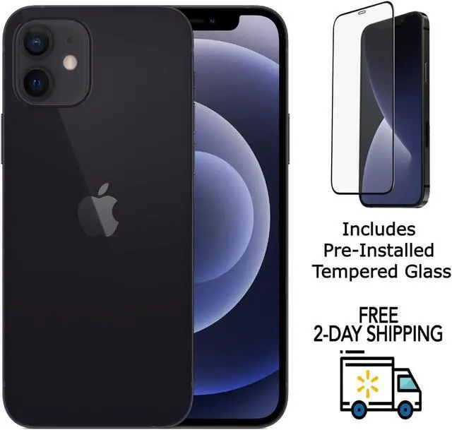Main image of Apple iPhone 12 Mini A2176 (Fully Unlocked) 64GB Black (Grade C) w/ Pre-Installed Tempered Glass