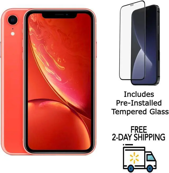 Main image of Apple iPhone XR A1984 (Fully Unlocked) 64GB Coral (Grade C) w/ Pre-Installed Tempered Glass