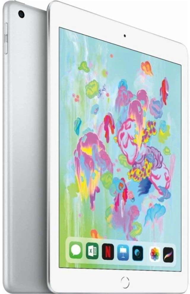 Alt view image 2 of 3 - Refurbished Apple iPad 6th Gen A1893 (WiFi) 32GB Silver (Grade A+) w/ Pre-Installed Tempered Glass