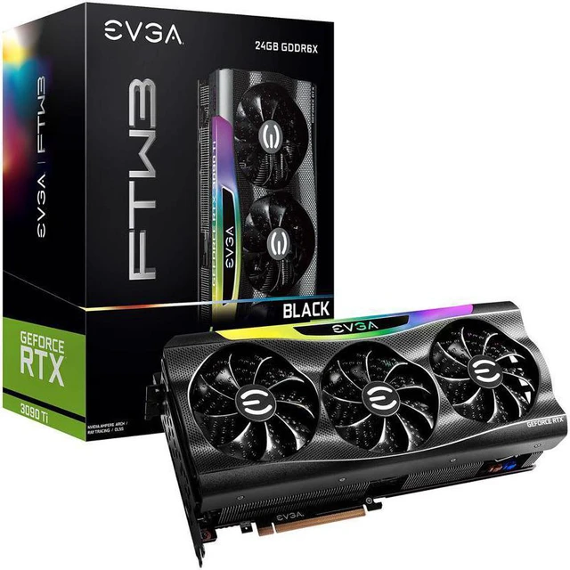 Main image of EVGA GeForce RTX 3090 Ti FTW3 BLACK GAMING, 24G-P5-4981-KR, 24GB GDDR6X, iCX3 Technology, ARGB LED, Metal Backplate, Includes eLeash