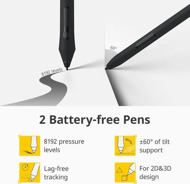 Alt view image 4 of 7 - XENCELABS, Drawing Tablet, Wireless Graphic Tablet with Shortcut Keys Remote, Ultrathin Pen Tablet with 2 Battery-Free Stylus, 8192 Levels Pressure, 12" Digital Art Pad for Win/ Mac/ Linux, Black