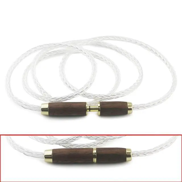 Alt view image 4 of 6 - 4.4mm Male to 4.4mm Female Balanced Headphone Audio Adapter Cable Extension Cord 8 Cores 6N OCC Copper Single Crystal Silver Plated Wire Walnut Wood Shell 4.9ft
