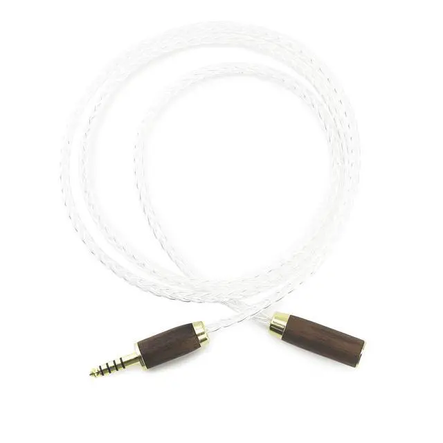Alt view image 6 of 6 - 4.4mm Male to 4.4mm Female Balanced Headphone Audio Adapter Cable Extension Cord 8 Cores 6N OCC Copper Single Crystal Silver Plated Wire Walnut Wood Shell 4.9ft