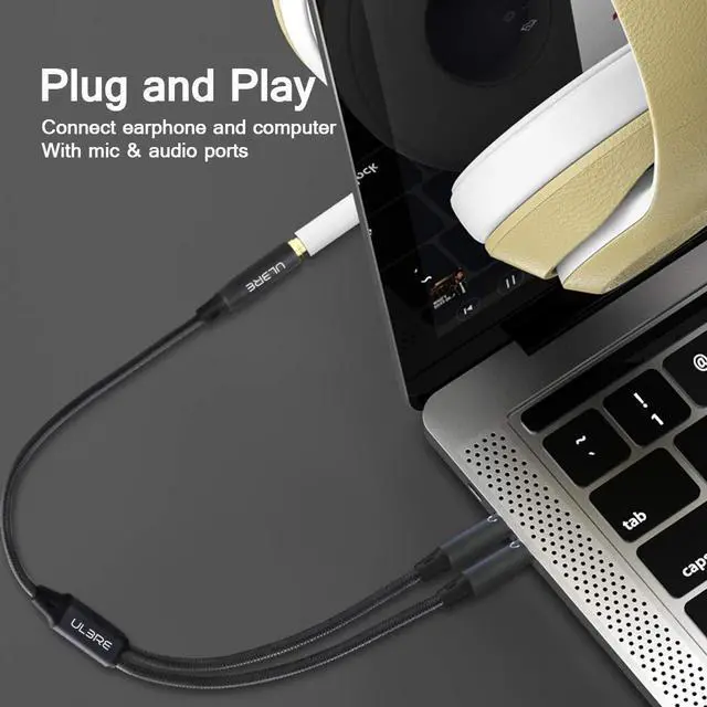 Alt view image 2 of 7 - Headphone Splitter for Computer 3.5mm Female to 2 Dual 3.5mm Male Headphone Mic Audio Y Splitter Cable Microphone Stereo Jack Earphones Port Cord Gaming Headset to PC Laptop