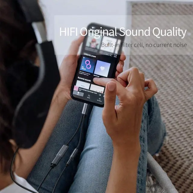 Alt view image 2 of 7 - Subynanal USB c to 3.5mm Headphone and Charger Adapter,2 in-1 USB C PD 3.0 Charging Port to Aux Audio Jack and Fast Charging Dongle Cable Cord (2 Ports-Gray)