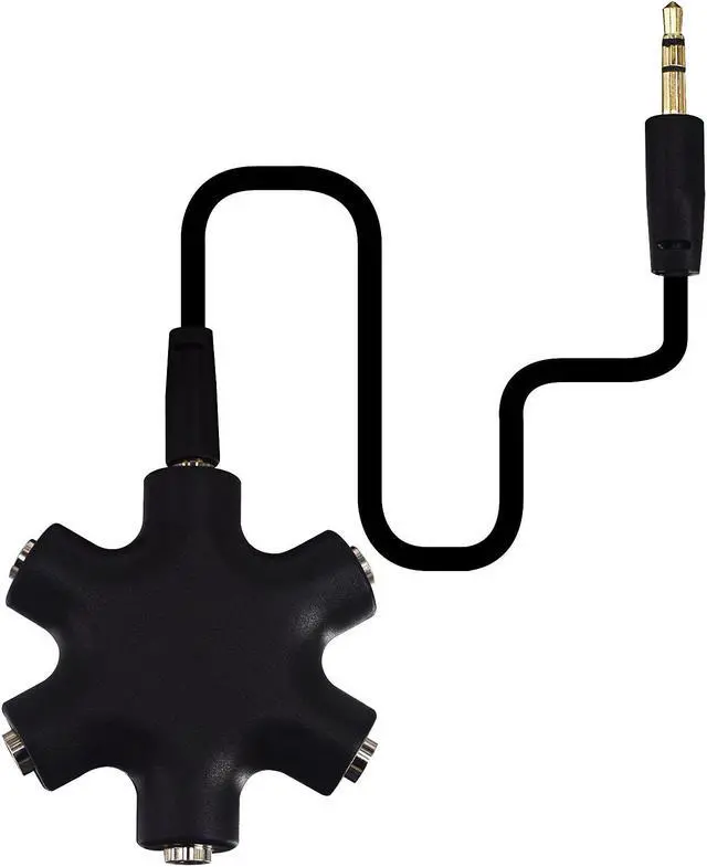 Main image of Headphone Splitter - 5-Jack 3.5mm Audio Stereo Adapter for Headsets, Earbuds, Earphones - 1 Male to 4 Female With Stereo Cable
