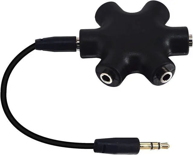 Alt view image 6 of 6 - Headphone Splitter - 5-Jack 3.5mm Audio Stereo Adapter for Headsets, Earbuds, Earphones - 1 Male to 4 Female With Stereo Cable