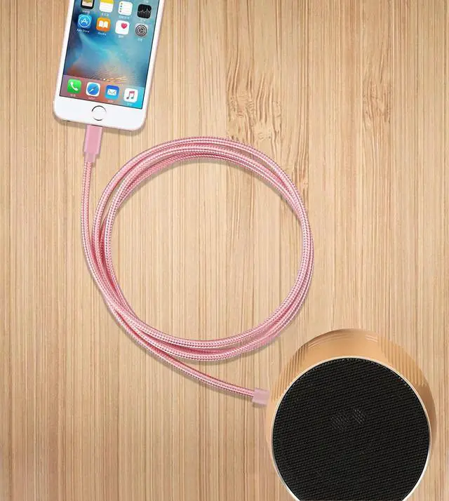 Alt view image 4 of 7 - Aux Cord for iPhone, Lightning to 3.5mm Audio Nylon Braided Cable for iPhone 13 12 11 XS XR X 8 7 6 iPad iPod to Car/Home Stereo/Headphone/Speaker, Apple MFi Certified Headphone Jack Adapter (Pink)