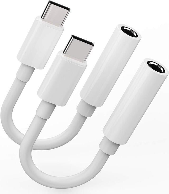 2Pack USB C to 3.5mm Headphone Adapter Type C Jack AUX Dongle