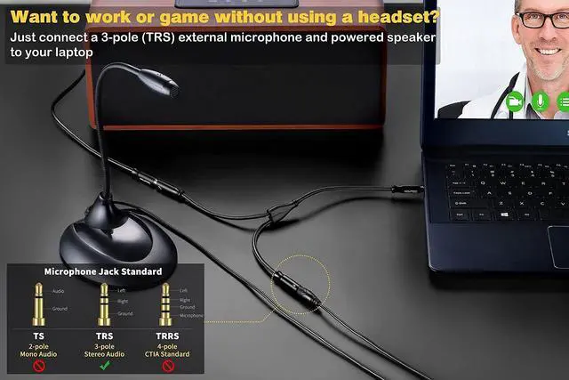 Alt view image 5 of 7 - Headphone Mic Splitter, 3.5mm TRRS Splitter with Separate Headphone and Mic Jack, 3.5mm Combo Audio Adapter 2 Female to 1 Male Compatible to Xbox One Smartphone PC Tablet Ps4 Gaming-10 inch