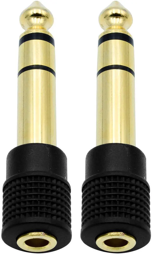 Main image of Audio Adapter 6.35mm (1/4 inch) Male to 3.5mm (1/8 inch) Female Stereo Headphone Connector Gold Plated, 2 Pack