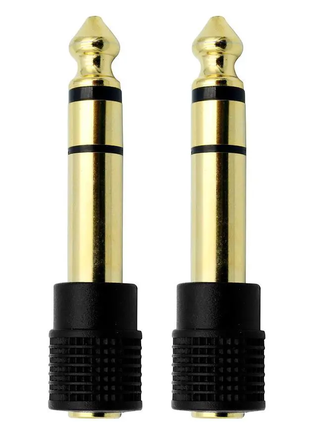 Alt view image 2 of 7 - Audio Adapter 6.35mm (1/4 inch) Male to 3.5mm (1/8 inch) Female Stereo Headphone Connector Gold Plated, 2 Pack