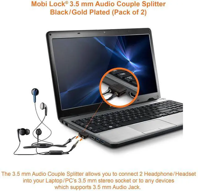 Alt view image 3 of 6 - 3.5mm Headphone Y Splitter, 1 Male to 2 Female Jacks, 2-Pack, Share Audio