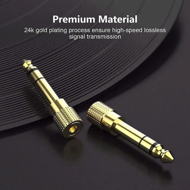 Alt view image 4 of 6 - 6.35mm (1/4 inch) Male to 3.5mm (1/8 inch) Female Stereo Audio Headphone TRS Jack Cable Converter,Gold Plated Copper 2 Pack