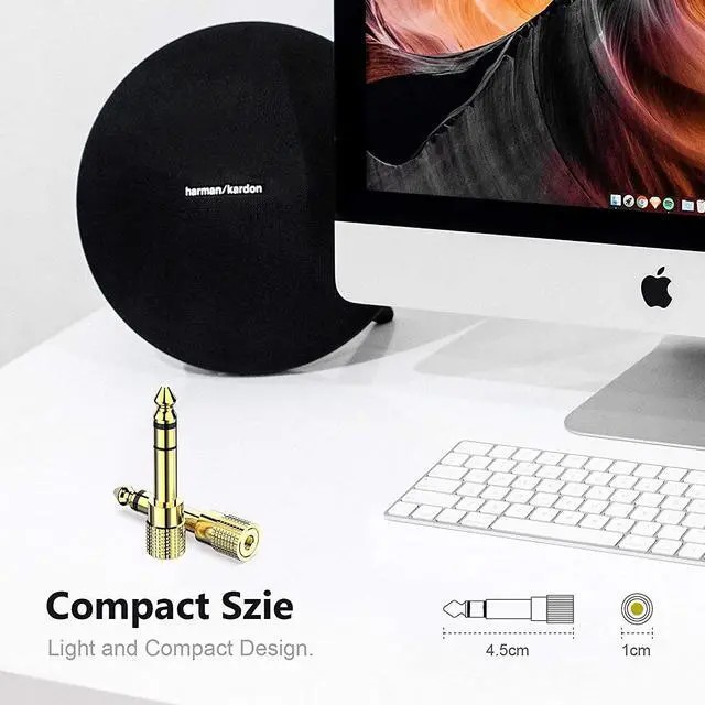 Alt view image 6 of 6 - 6.35mm (1/4 inch) Male to 3.5mm (1/8 inch) Female Stereo Audio Headphone TRS Jack Cable Converter,Gold Plated Copper 2 Pack