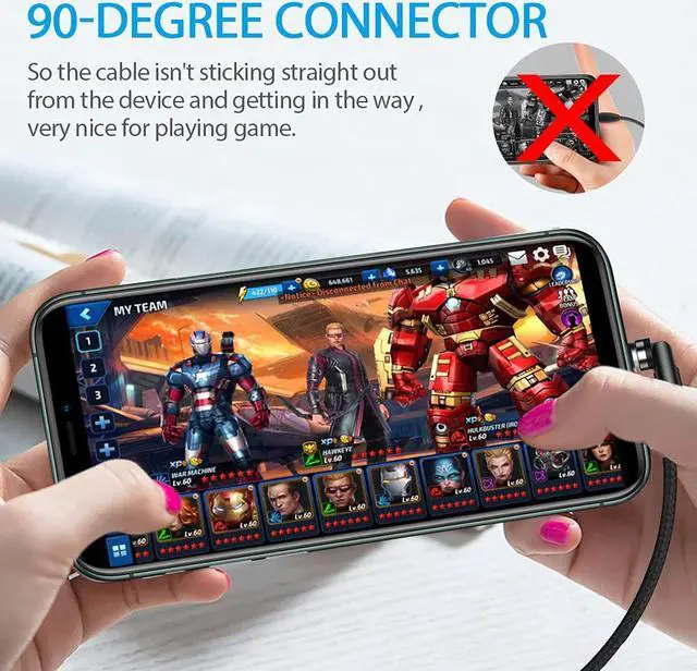 Alt view image 3 of 7 - Terasako Magnetic Charging Cable 5-Pack (3/3/6/6/10FT) - 540° Rotating Magnetic Phone Charger Cable with LED Light - 90° Angle Connector, Nylon-Braided Cords (Black)