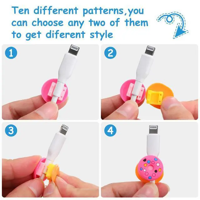 Alt view image 4 of 7 - 40 Pieces Colorful Cartoon Charger Cable Protectors USB Charger Saver Silicone Buddies Flexible Cable Wire Protectors Cute for Most Cellphone Data Lines Chargers Accessory, Various Styles